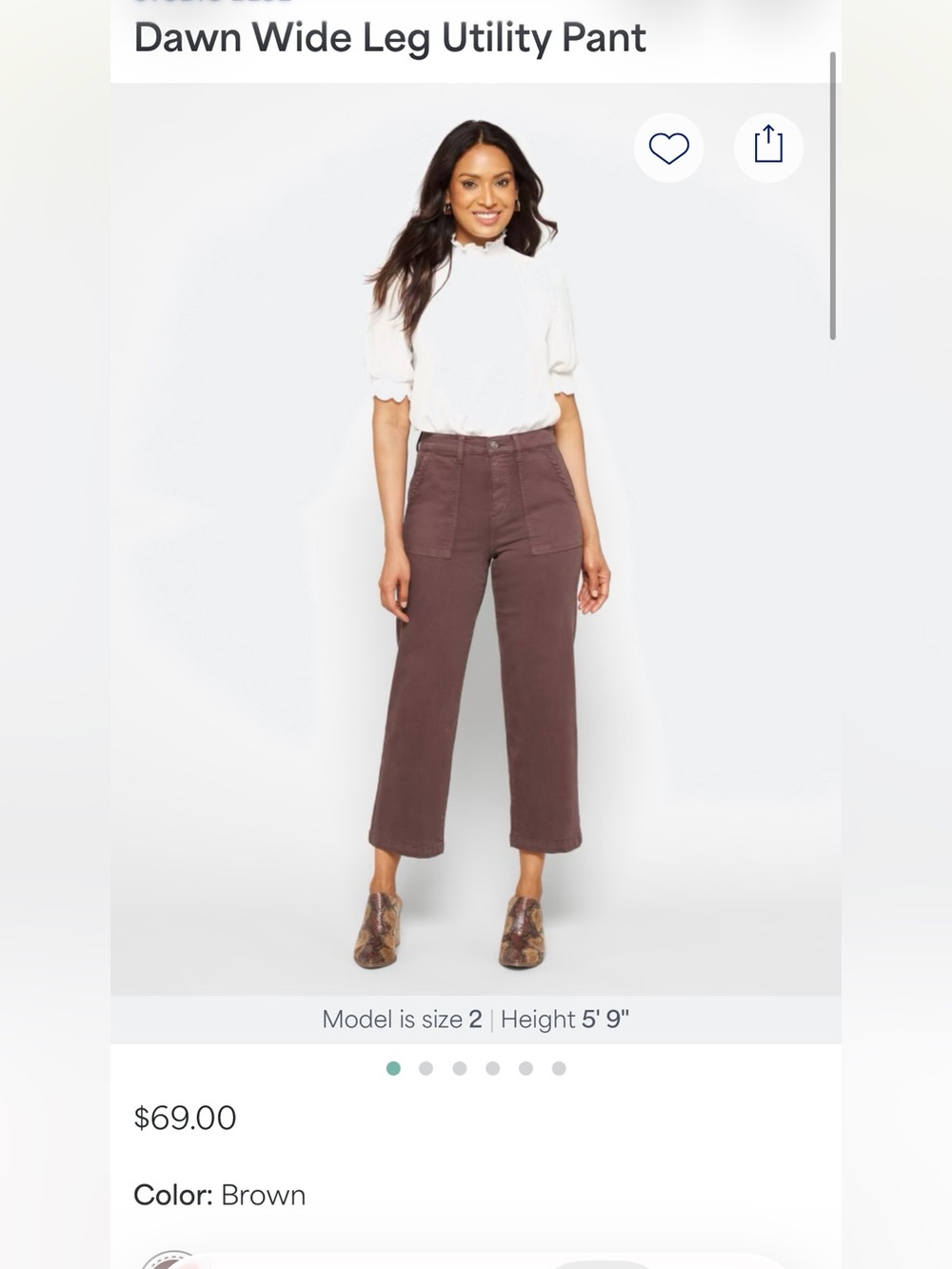 Studio High-Rise Cropped Wide-Leg Pants in Brown